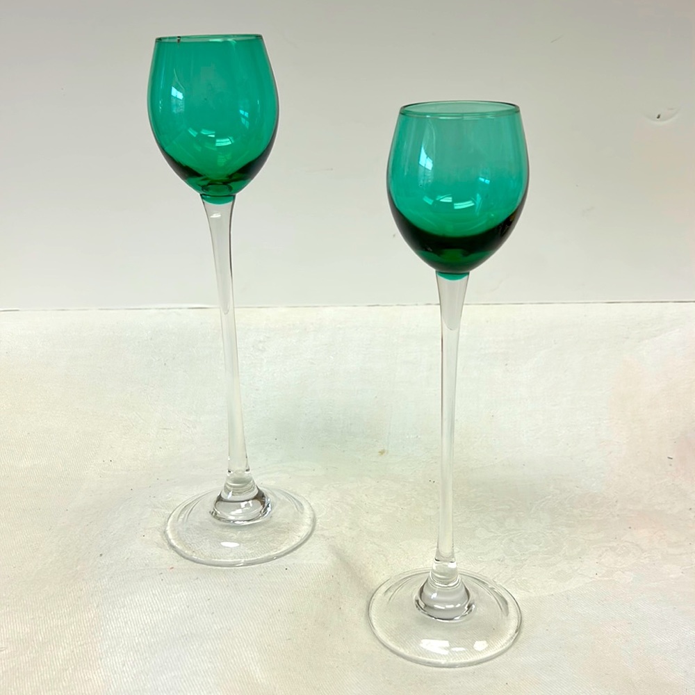 Vintage Roscher & Co long stemmed set of 2 liqueur /cordial glasses